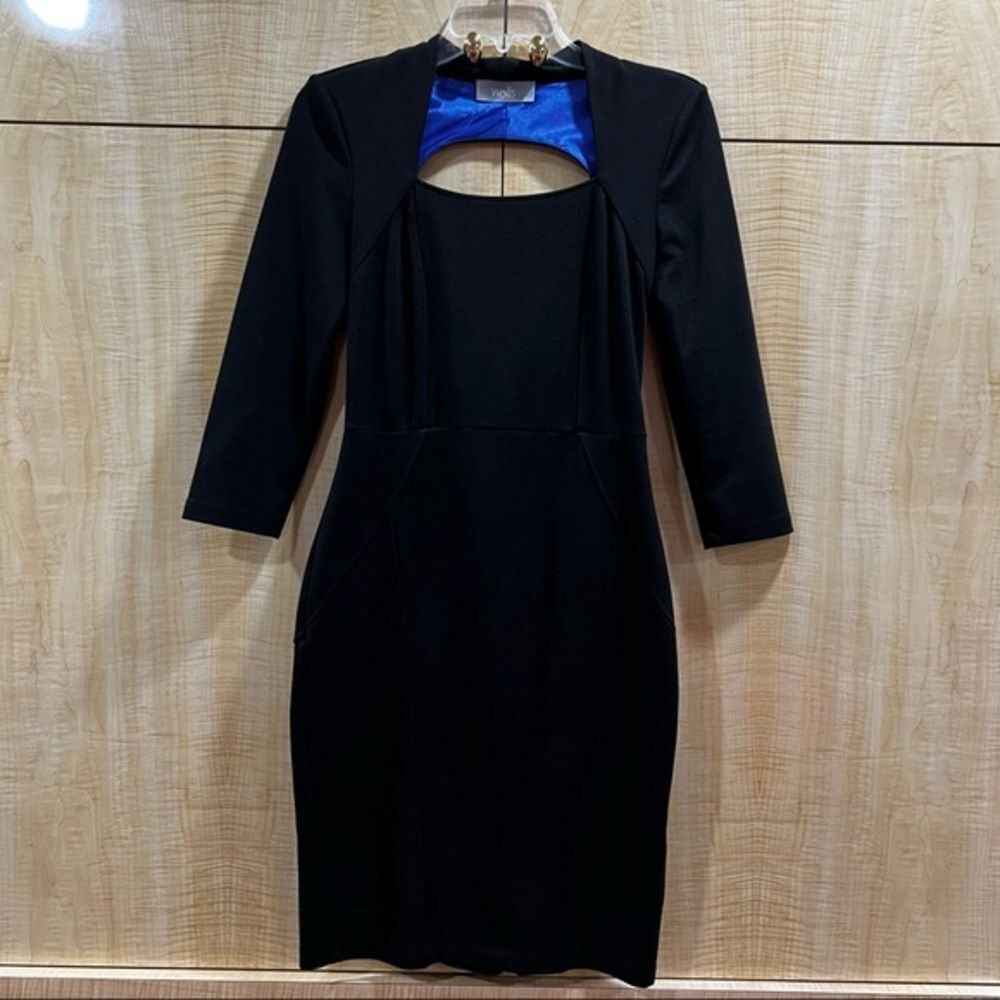 Wallis Black Keyhole & Open Back Long Sleeve Sheath Dress